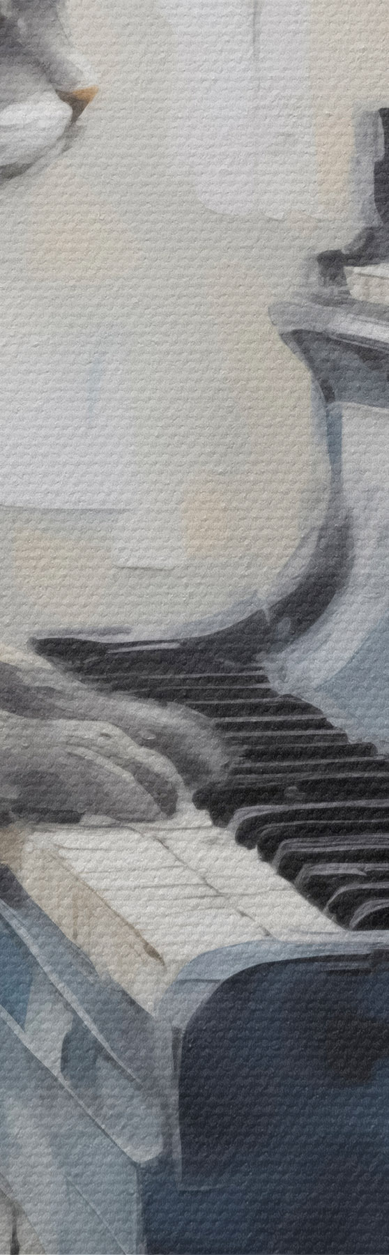 murales de pared Gato y piano, pintura de imitación m31064