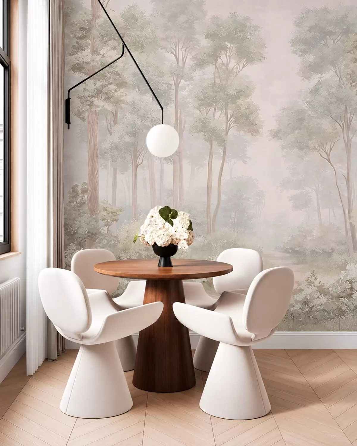 murales de pared Un bosque en tonos pastel con un sendero sinuoso w05889