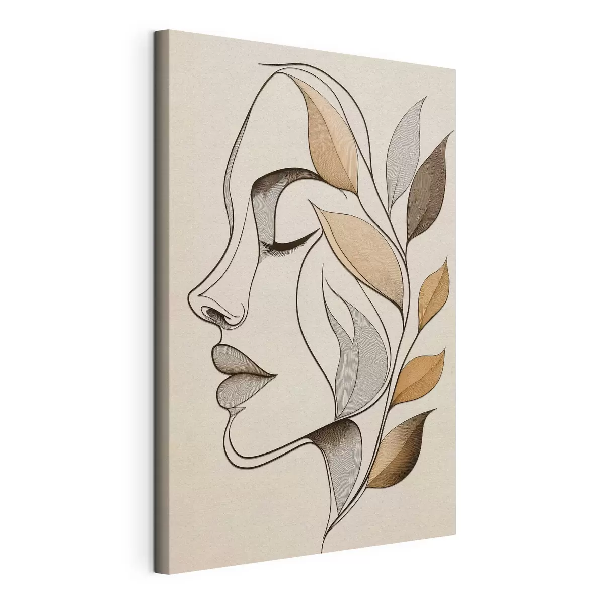 murales de pared Perfil de una mujer con hojas s50998