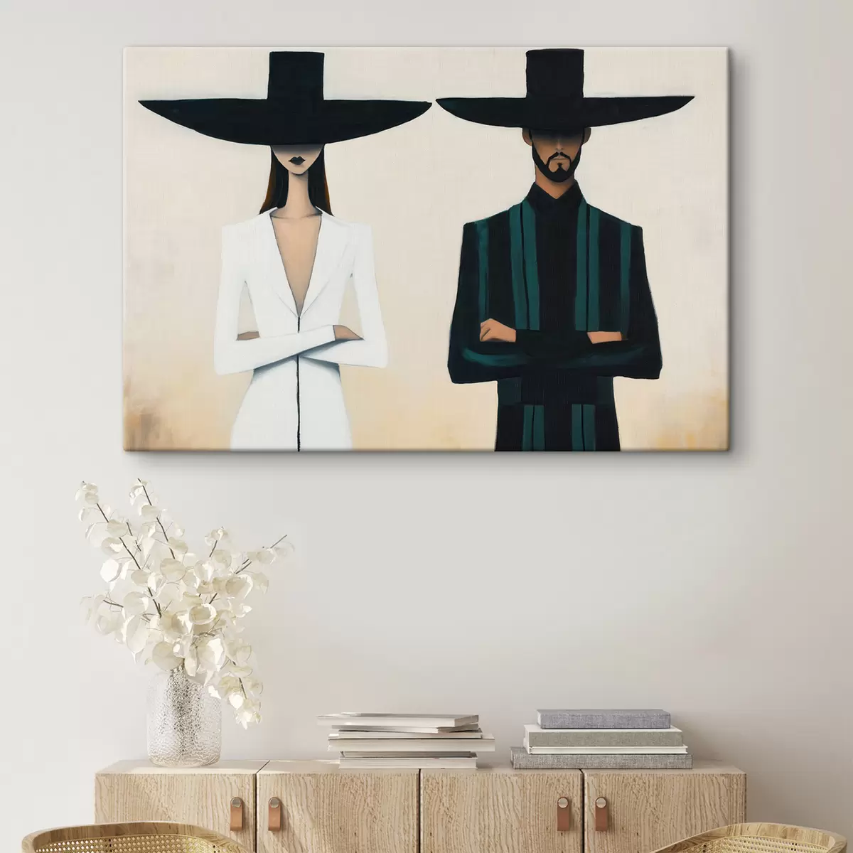 murales de pared Pareja con sombreros de ala ancha s51003