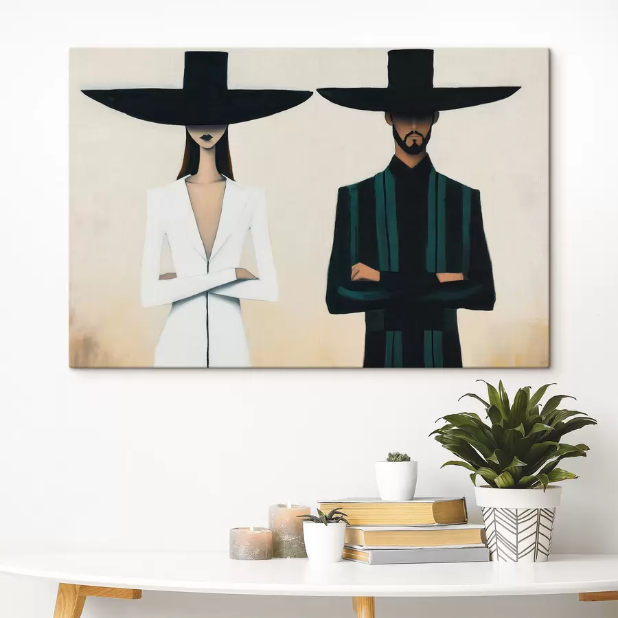 murales de pared Pareja con sombreros de ala ancha s51003