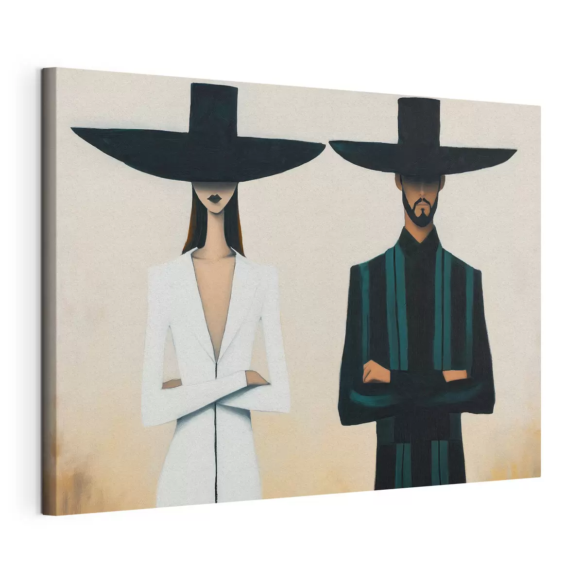 murales de pared Pareja con sombreros de ala ancha s51003