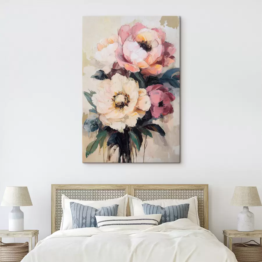 murales de pared Peonías rosas y color crema s51007