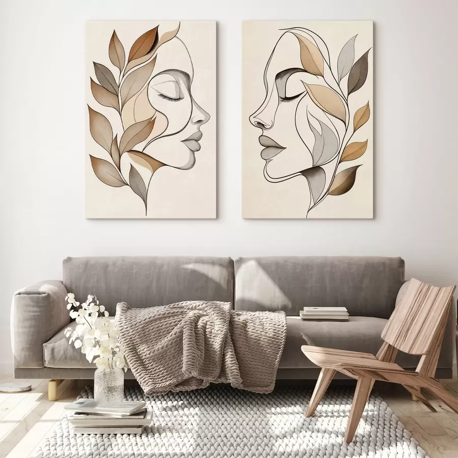 murales de pared Siluetas femeninas con hojas m31067