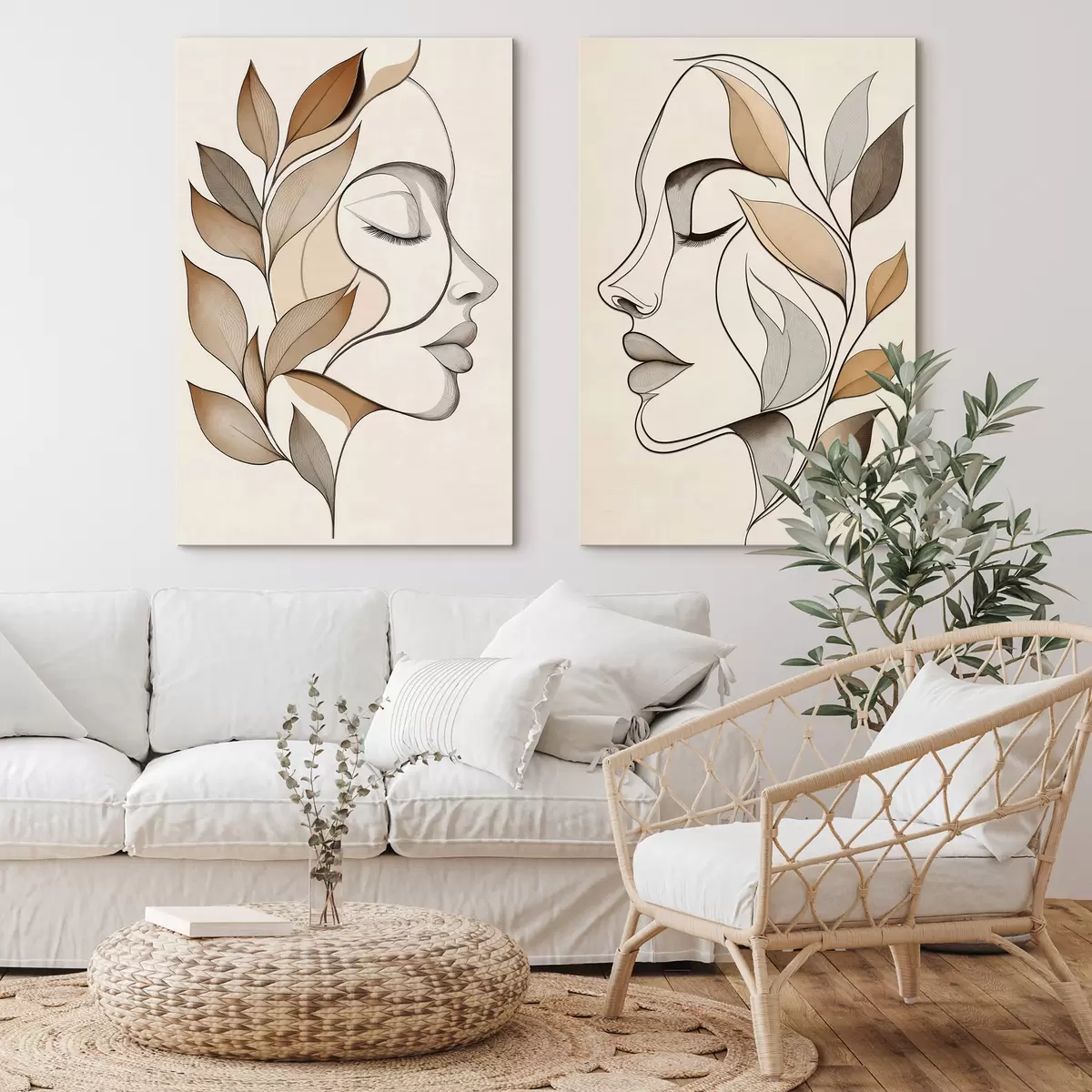 murales de pared Siluetas femeninas con hojas m31067