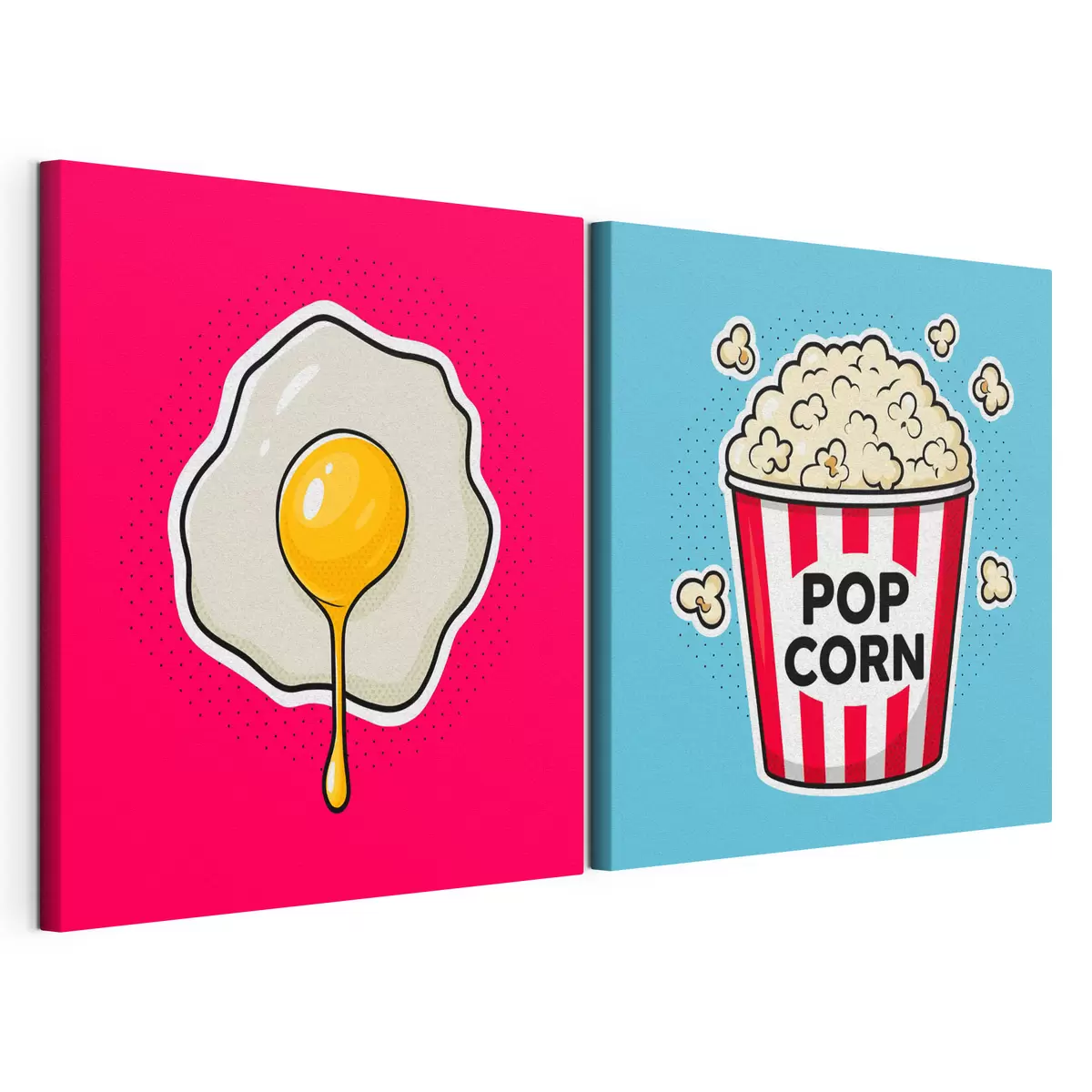 murales de pared Combinación de obras de arte con huevos fritos y palomitas m31076