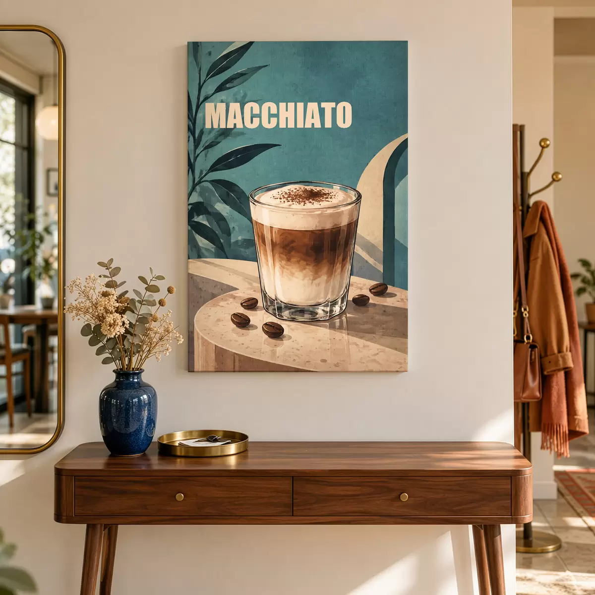murales de pared Un delicioso macchiato en un día soleado s50875