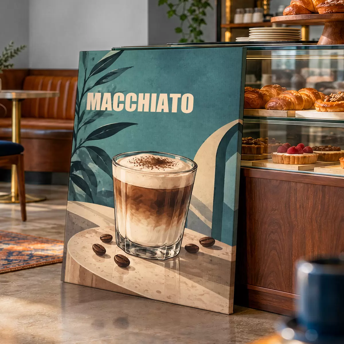 murales de pared Un delicioso macchiato en un día soleado s50875
