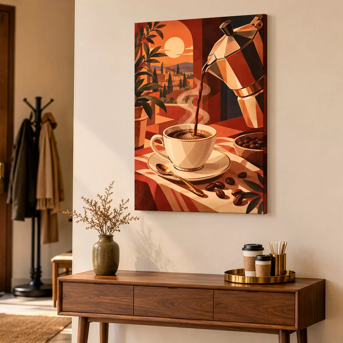 murales de pared Café caliente en un ambiente acogedor s50877
