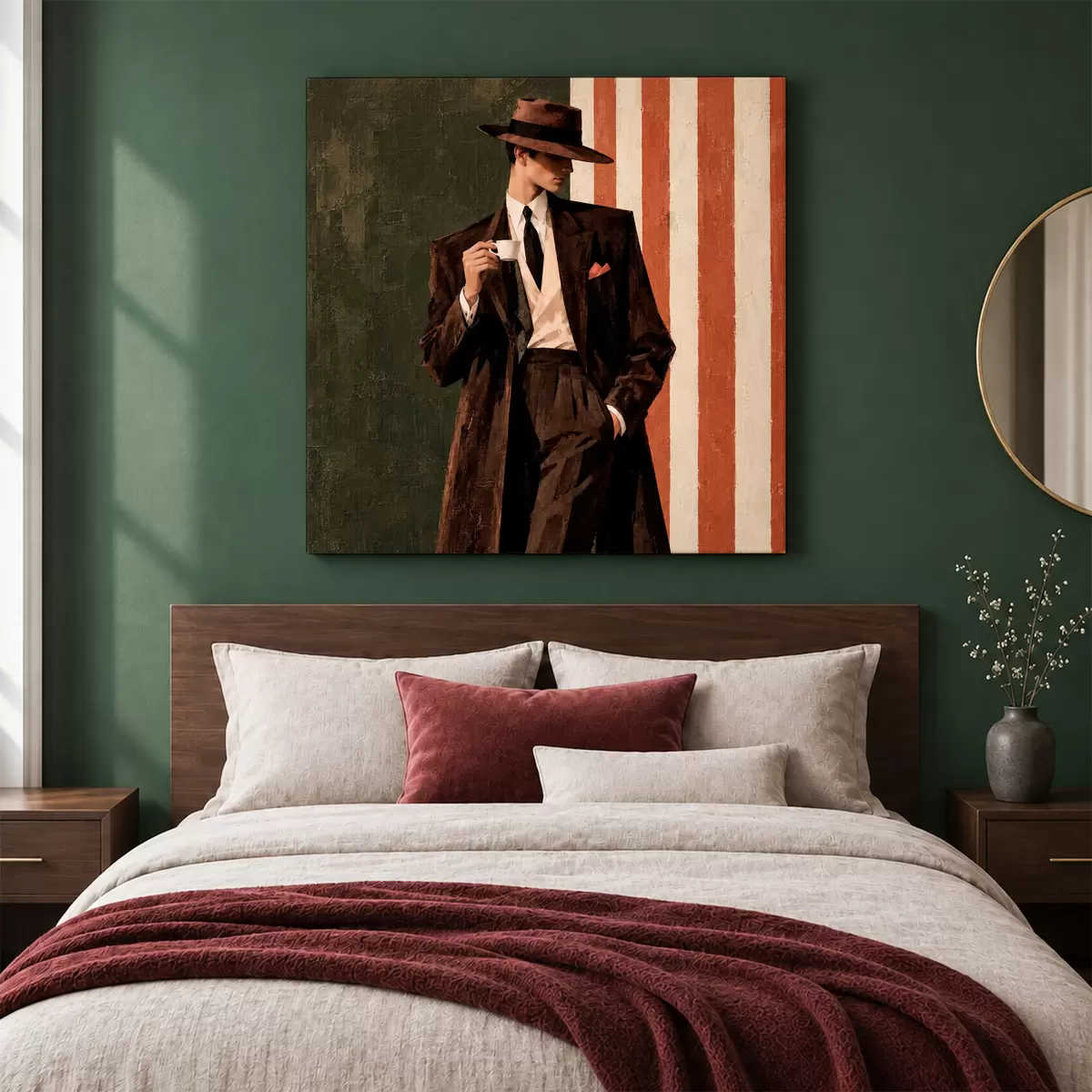 murales de pared Un hombre elegante disfrutando de un momento de tranquilidad s50883