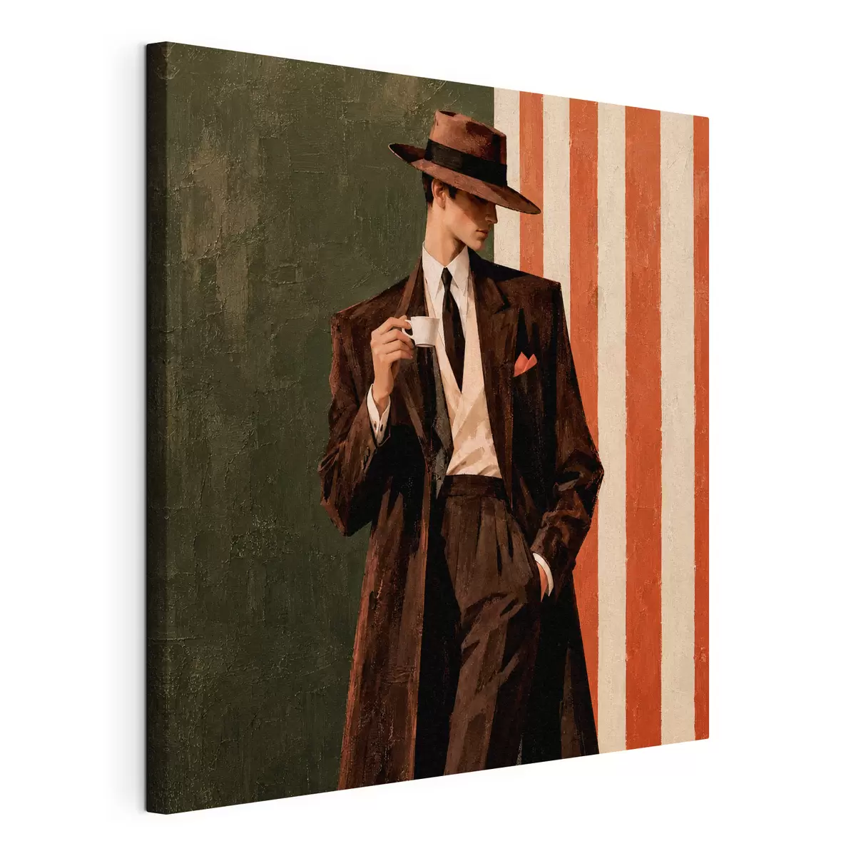 murales de pared Un hombre elegante disfrutando de un momento de tranquilidad s50883