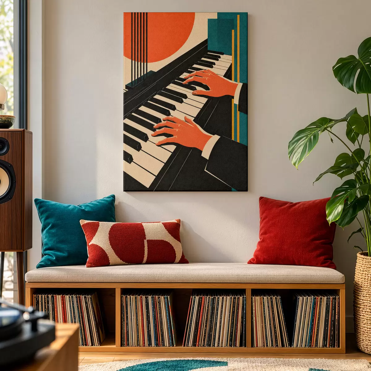 murales de pared Manos que bailan sobre las teclas del piano s50922