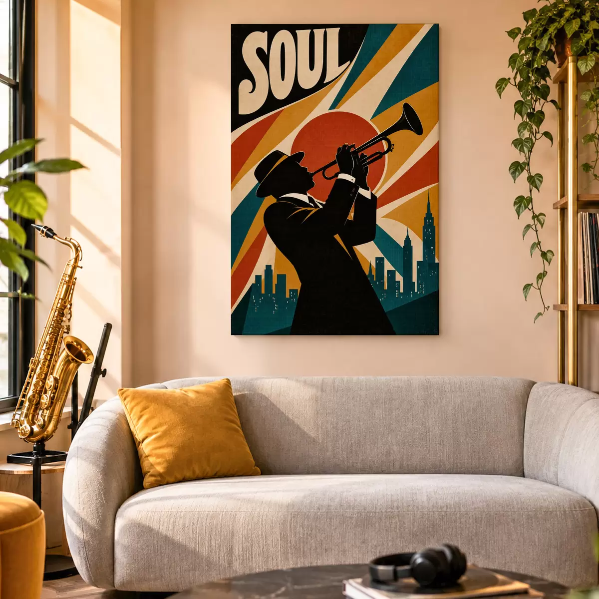 murales de pared Las notas de jazz resuenan por toda la ciudad s50925