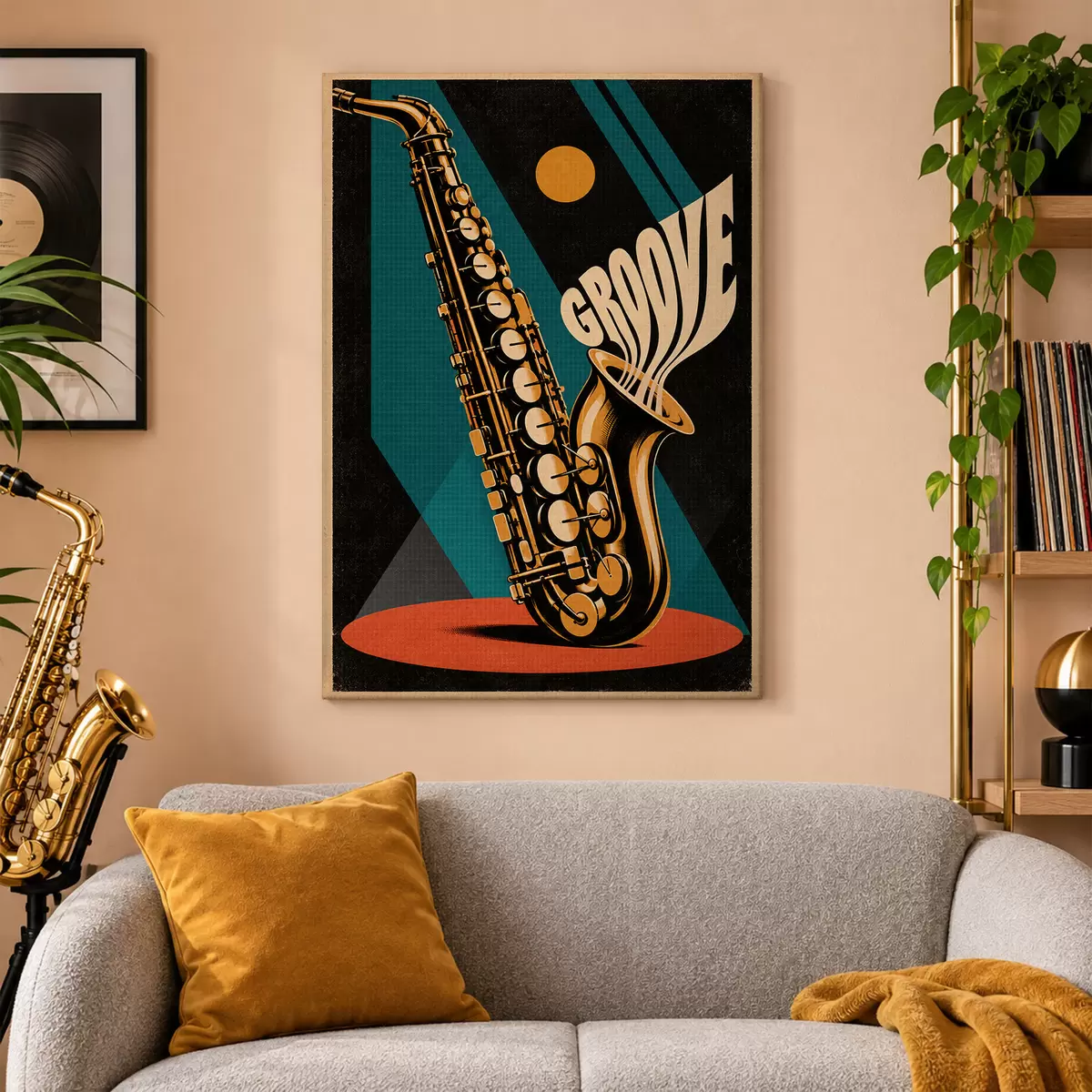 murales de pared Las vibraciones del saxofón llenan el aire s50927