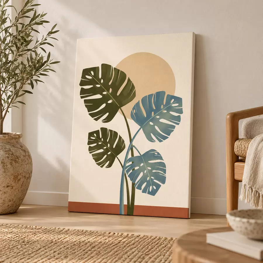 murales de pared Hojas elegantes sobre un fondo cálido s50733