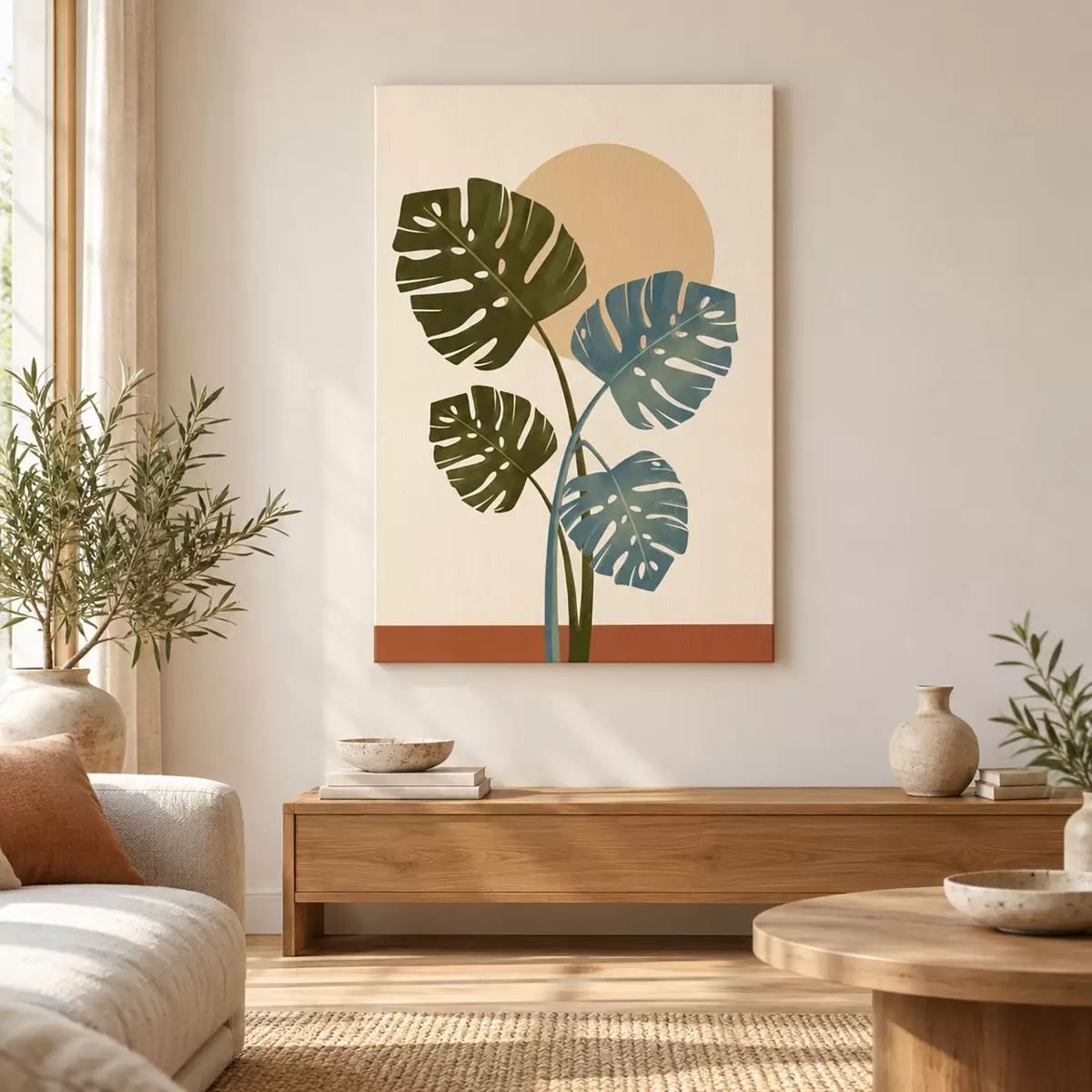 murales de pared Hojas elegantes sobre un fondo cálido s50733