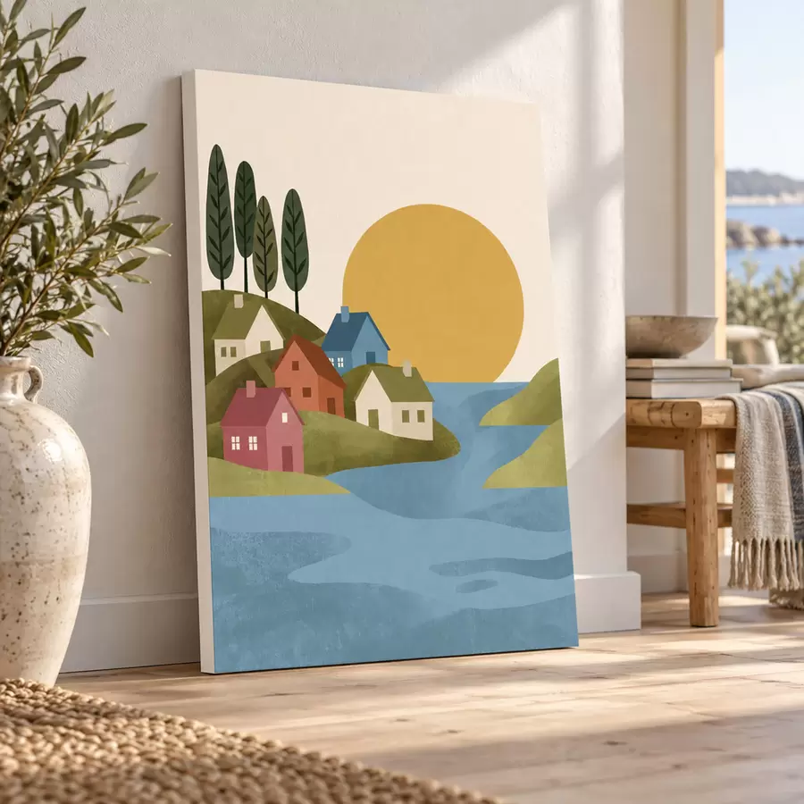 murales de pared Casas con encanto junto a las tranquilas aguas s50734