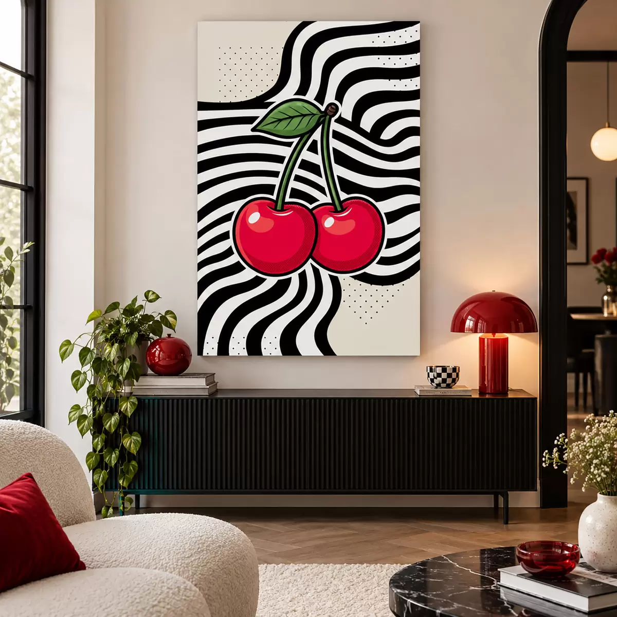 murales de pared Cerezas alegres sobre un fondo elegante s50787
