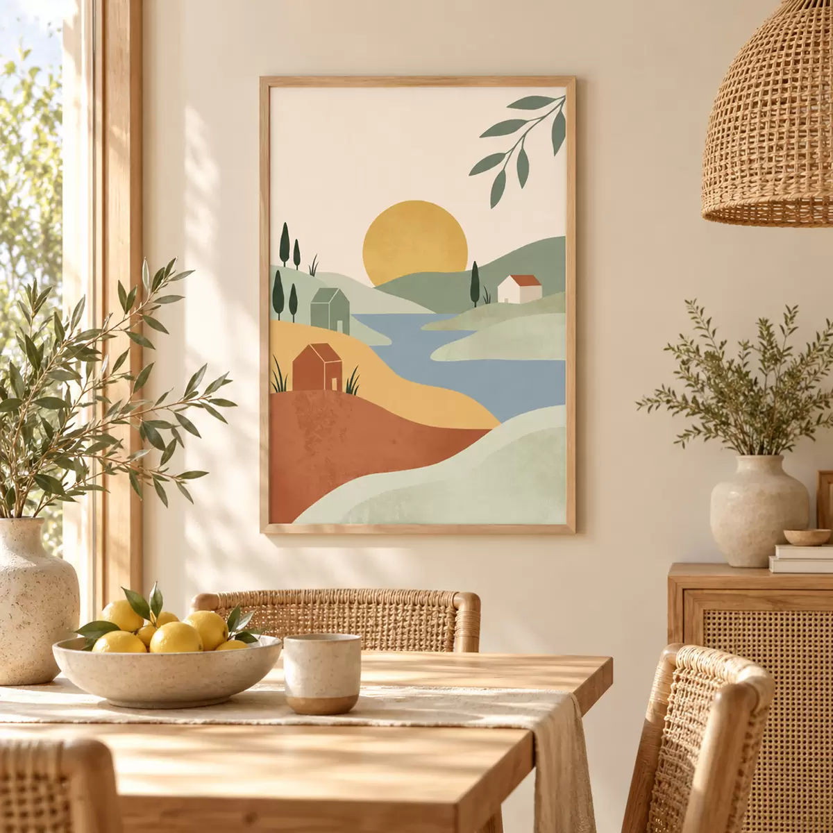 Poster Paisaje tranquilo bañado por el resplandor del atardecer f50729