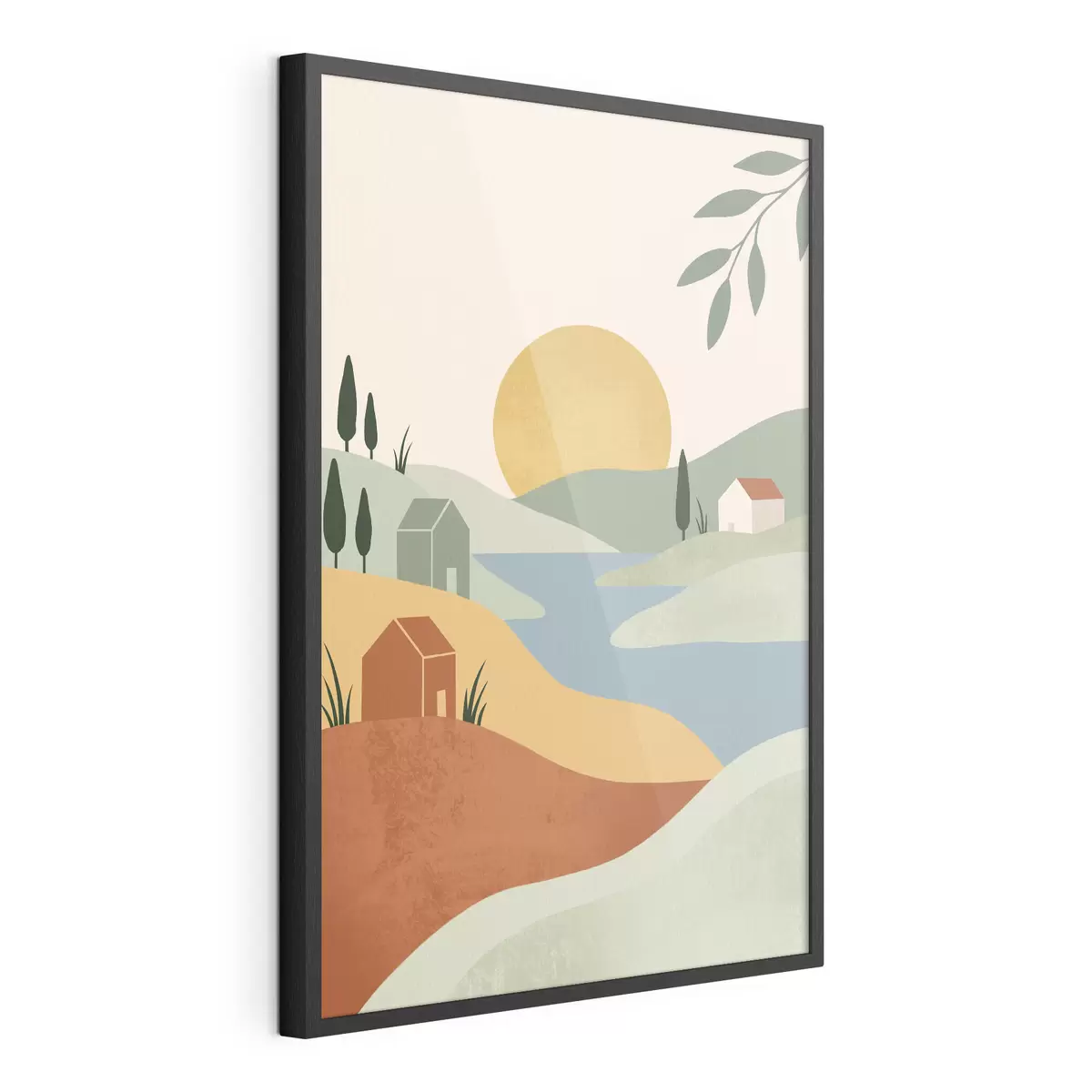 Poster Paisaje tranquilo bañado por el resplandor del atardecer f50729
