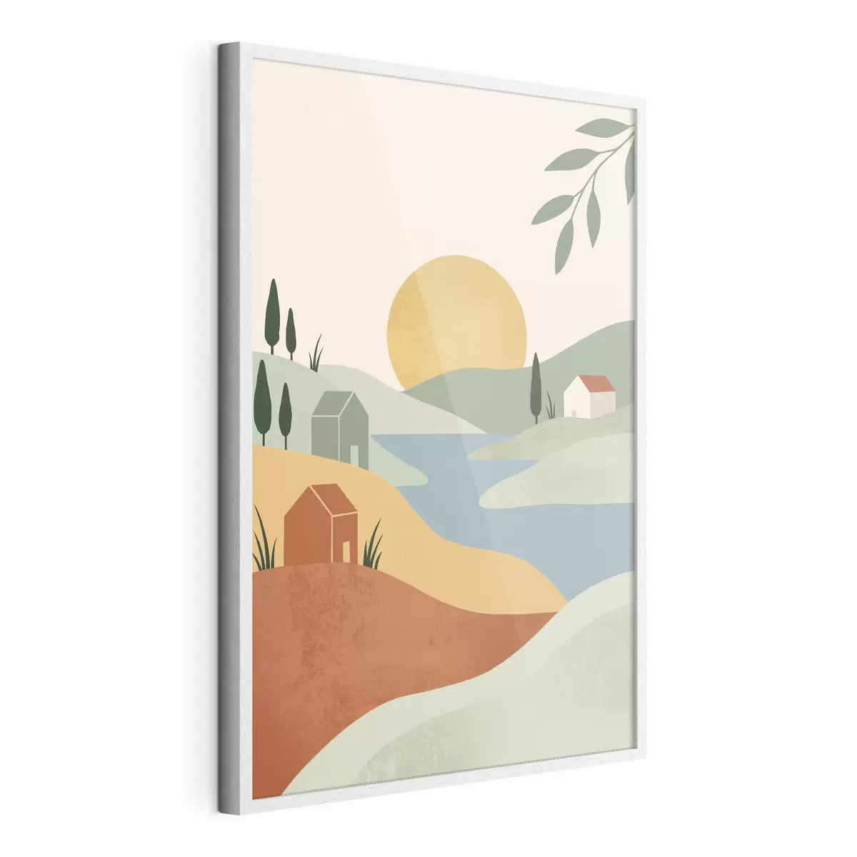 Poster Paisaje tranquilo bañado por el resplandor del atardecer f50729