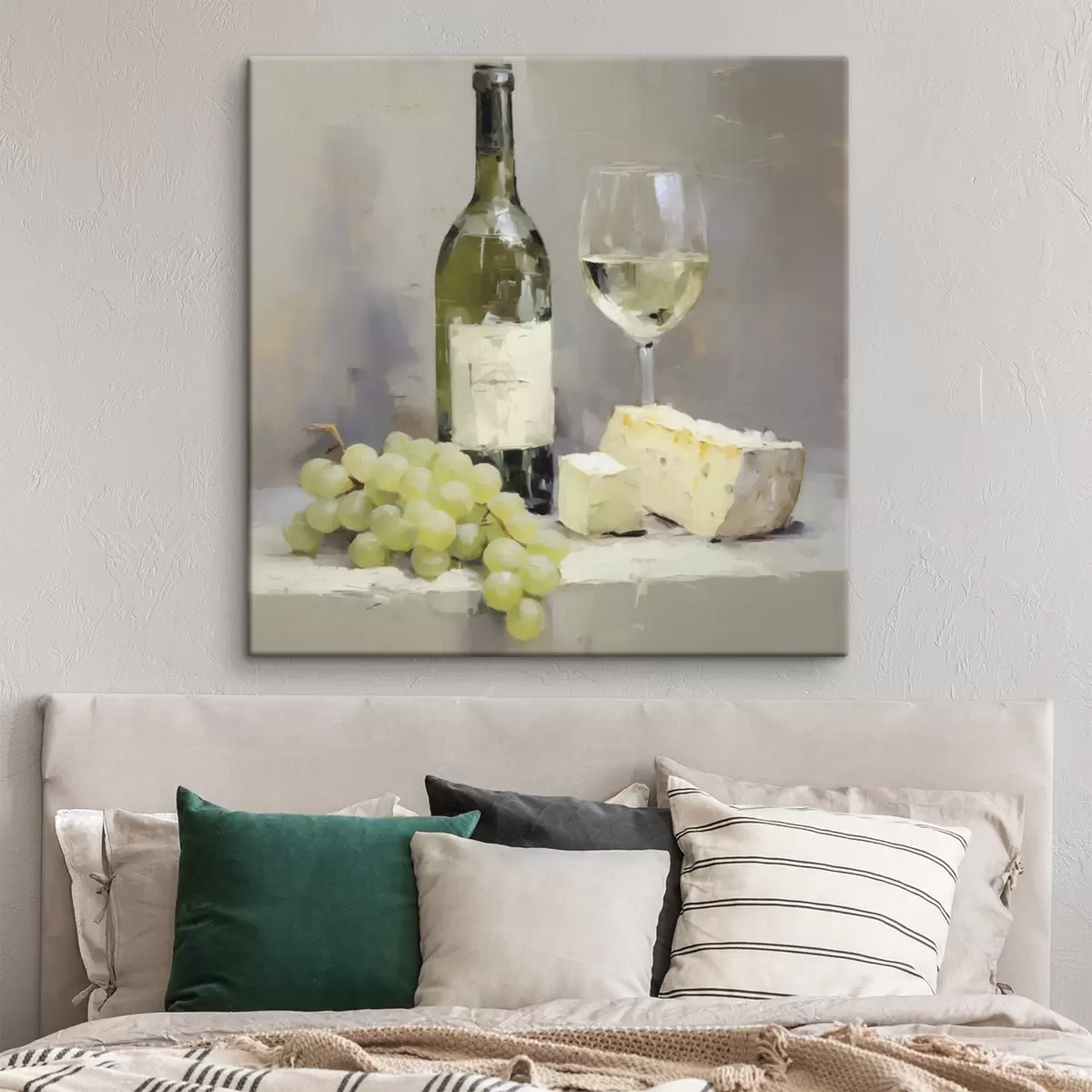 murales de pared Una botella de vino y unas uvas, una imitación de un cuadro s51135