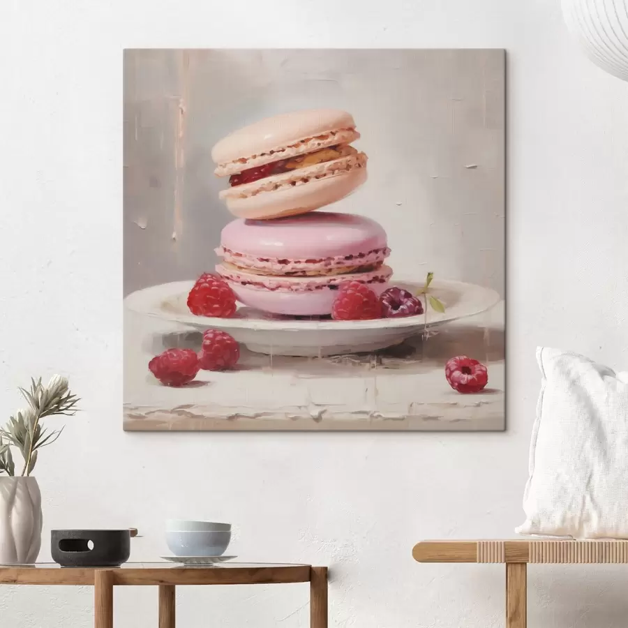 murales de pared Macarrones en un plato, al estilo de un cuadro s51143