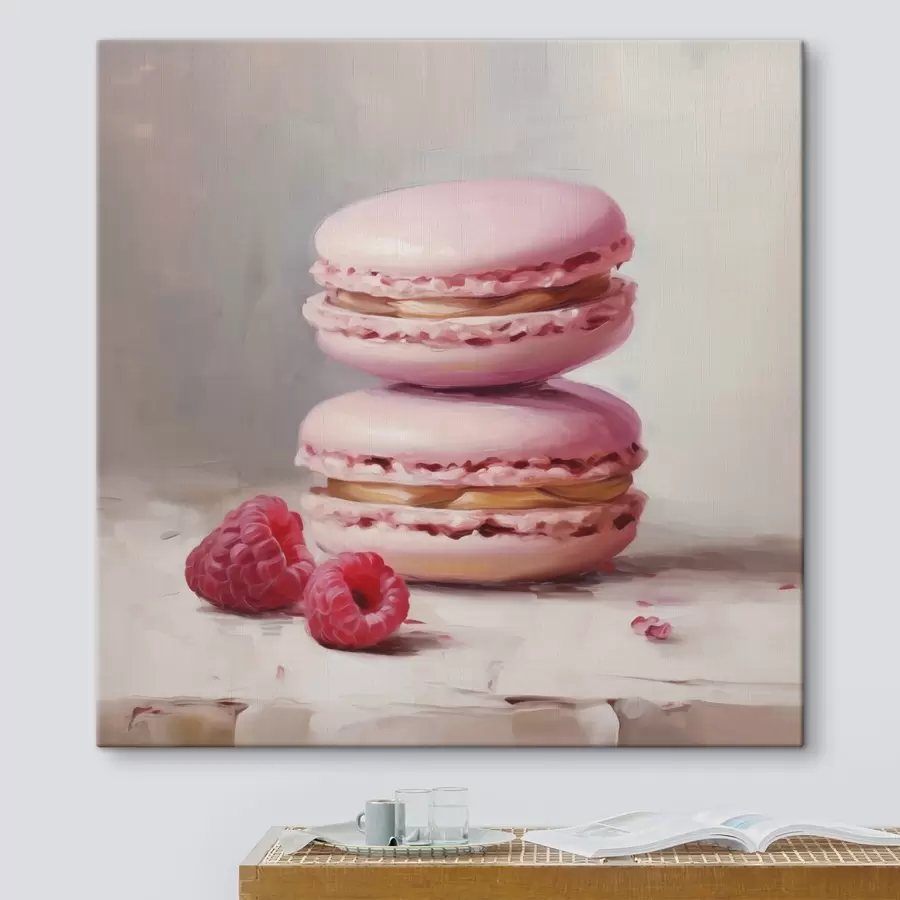 murales de pared Macarrones y frambuesas, imitación de un cuadro s51144