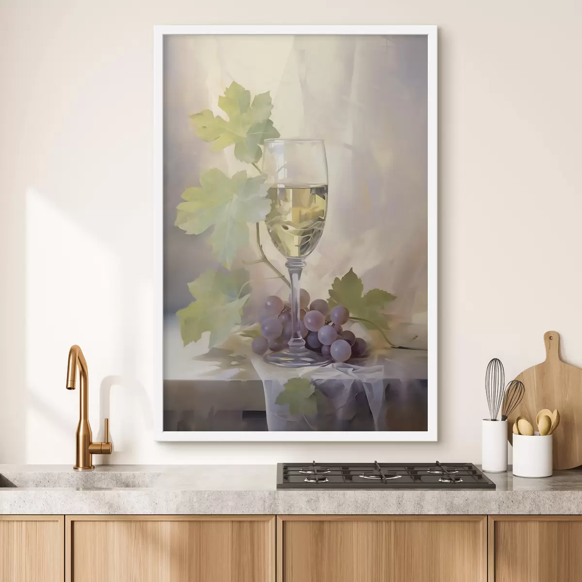 Poster Una copa de vino y uvas, pintura de imitación f51123