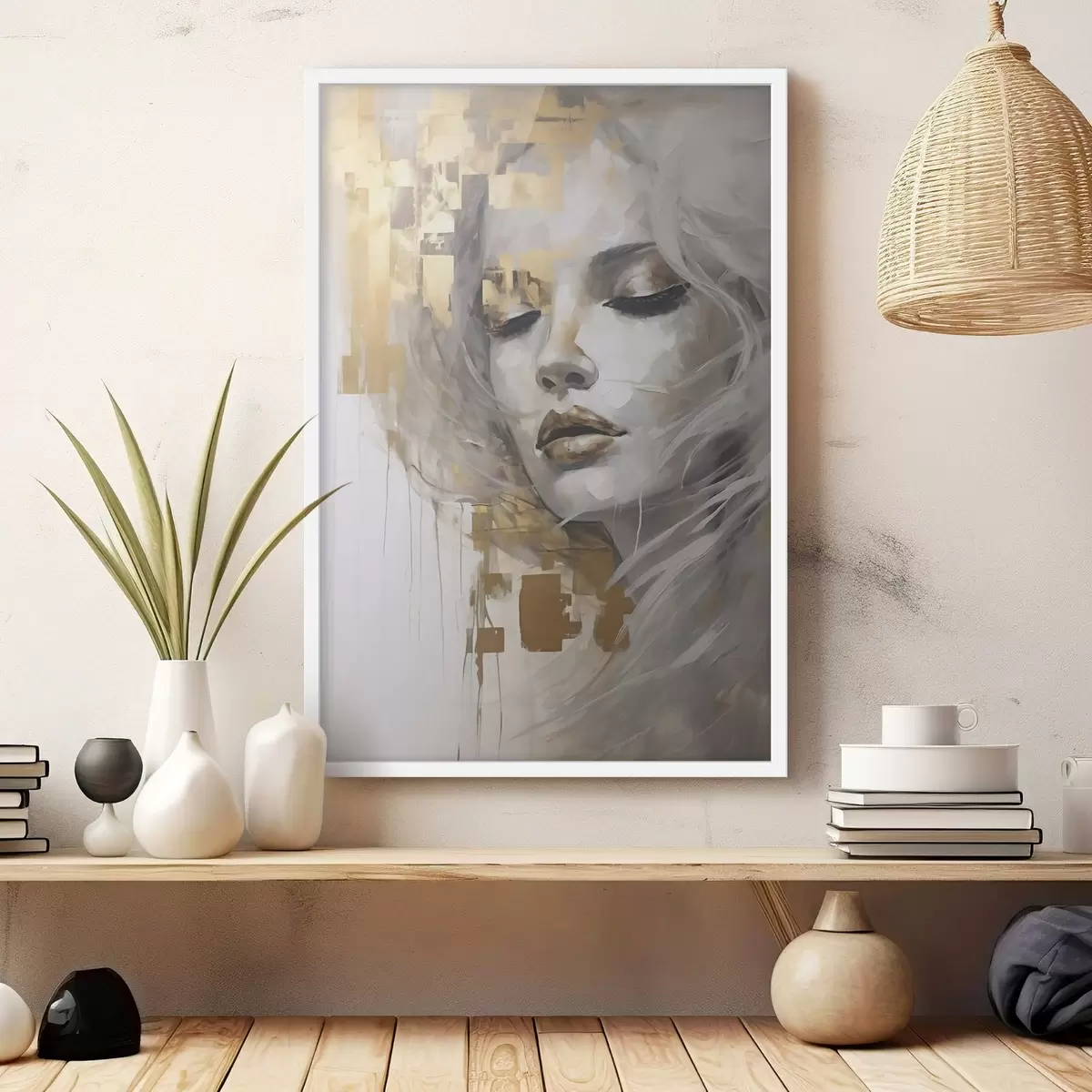 Poster Retrato abstracto de una joven, inspirado en un cuadro f51130