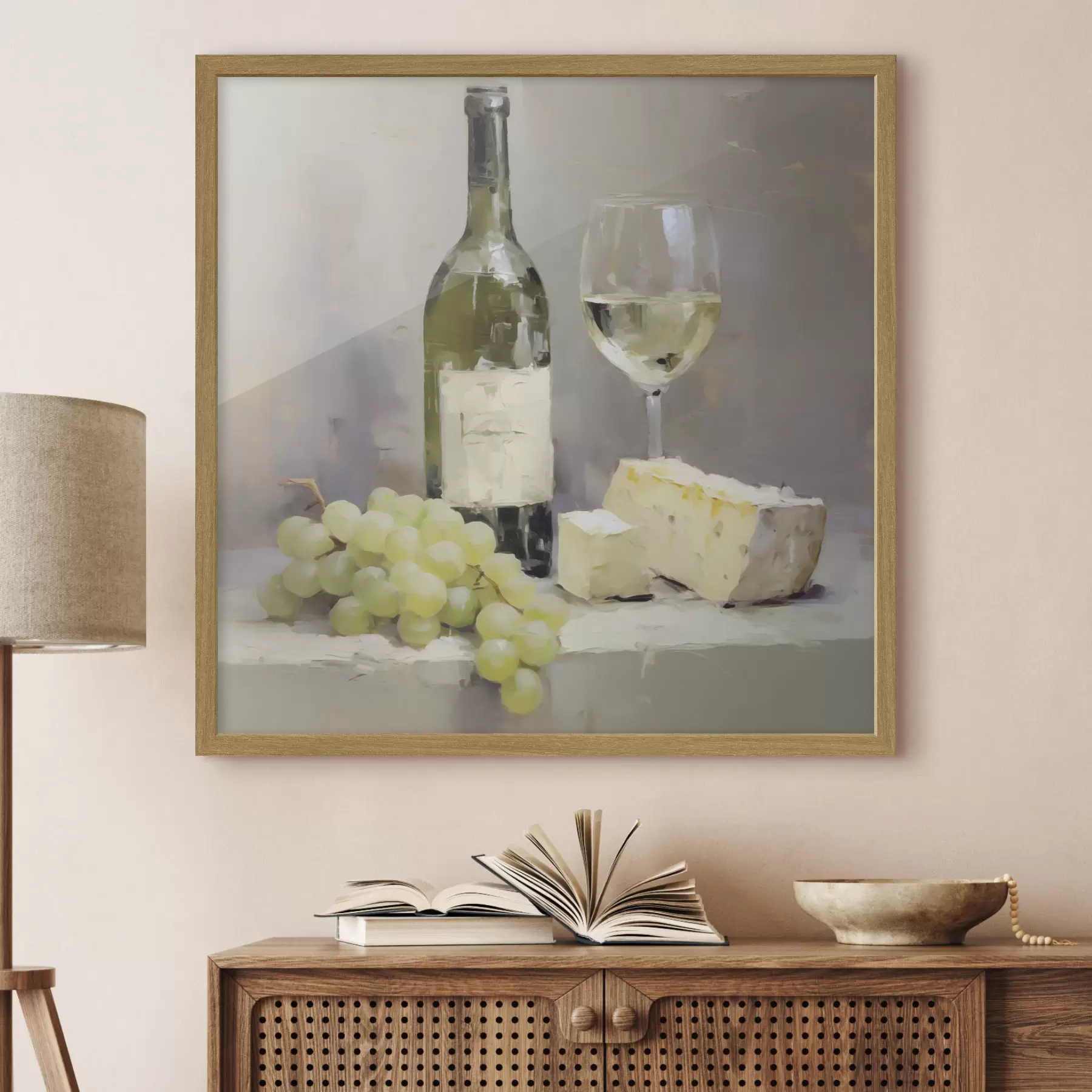 murales de pared Una botella de vino y unas uvas, una imitación de un cuadro f51135