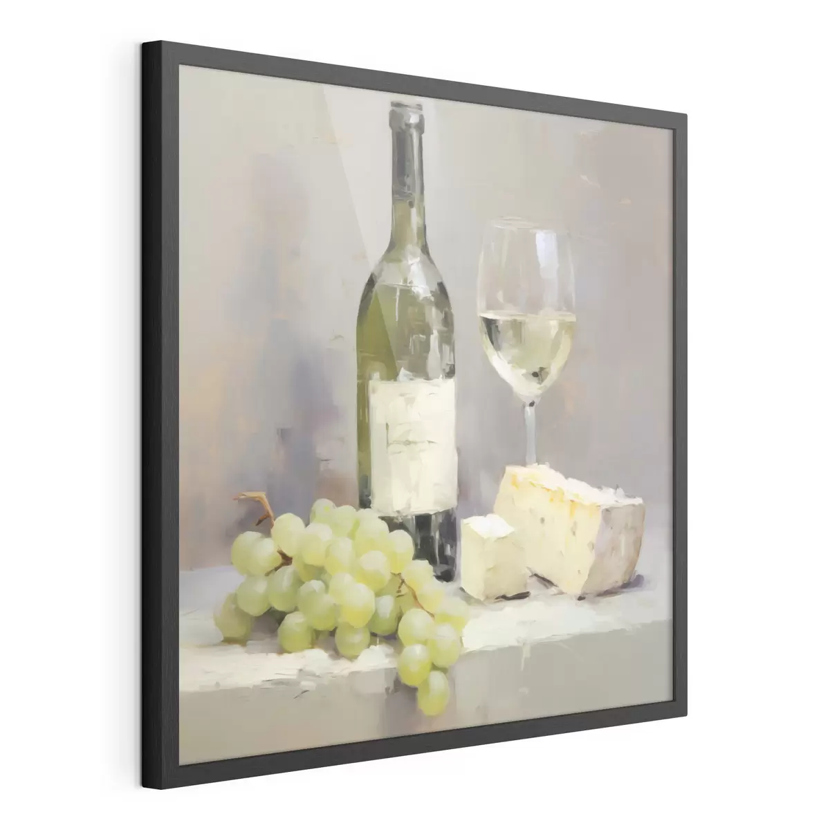 Poster Una botella de vino y unas uvas, una imitación de un cuadro f51135