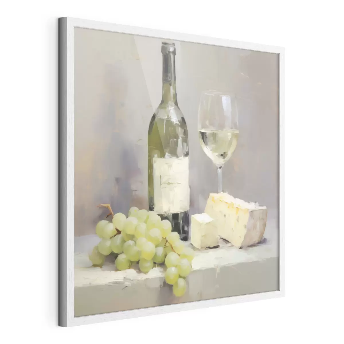 Poster Una botella de vino y unas uvas, una imitación de un cuadro f51135