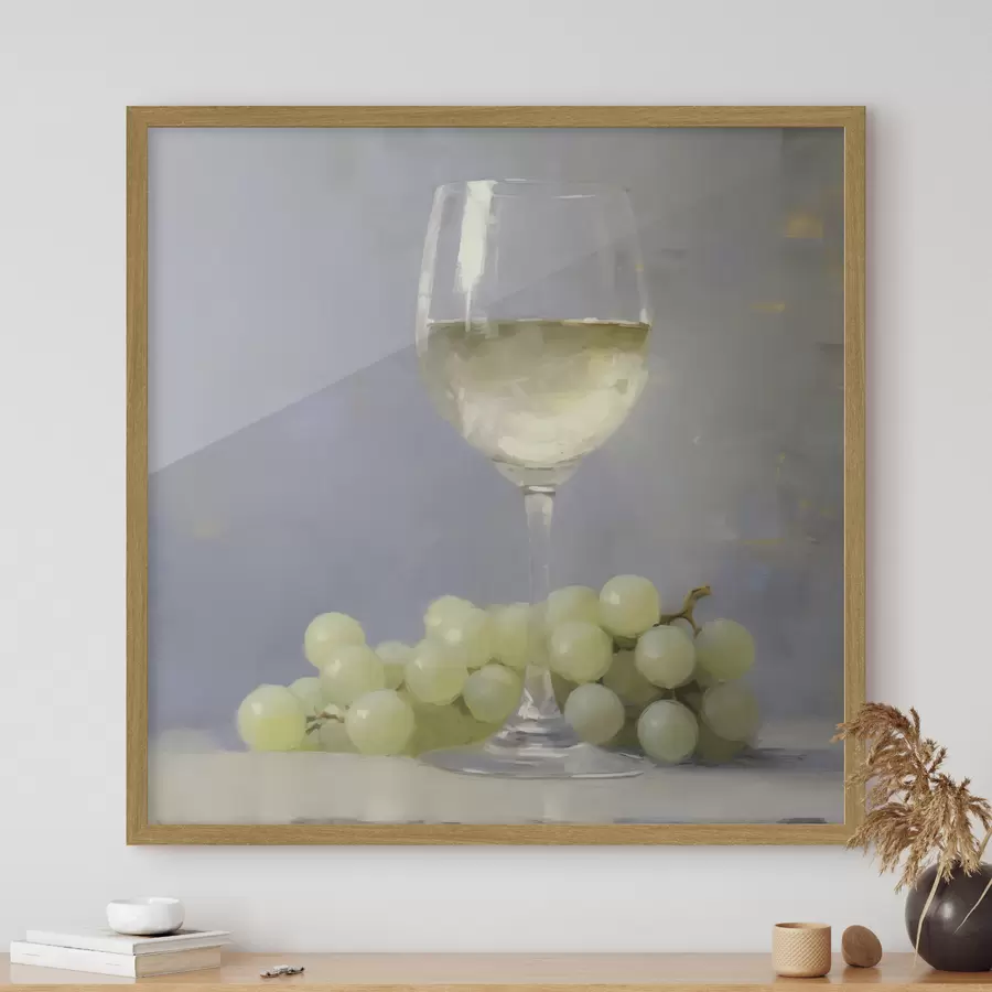 murales de pared Una copa de vino y unas uvas, una imitación de un cuadro f51136