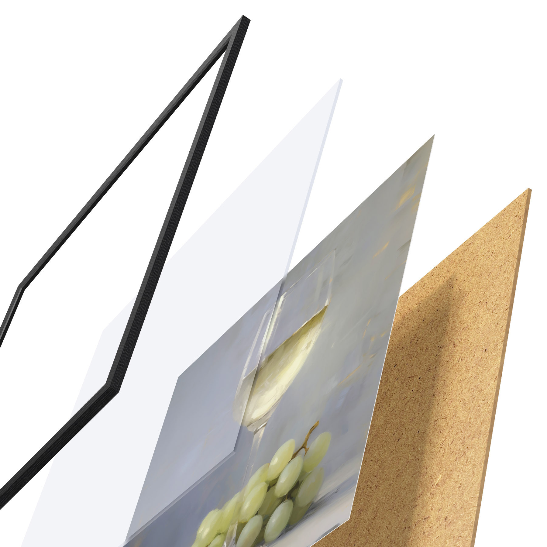 Poster Una copa de vino y unas uvas, una imitación de un cuadro f51136