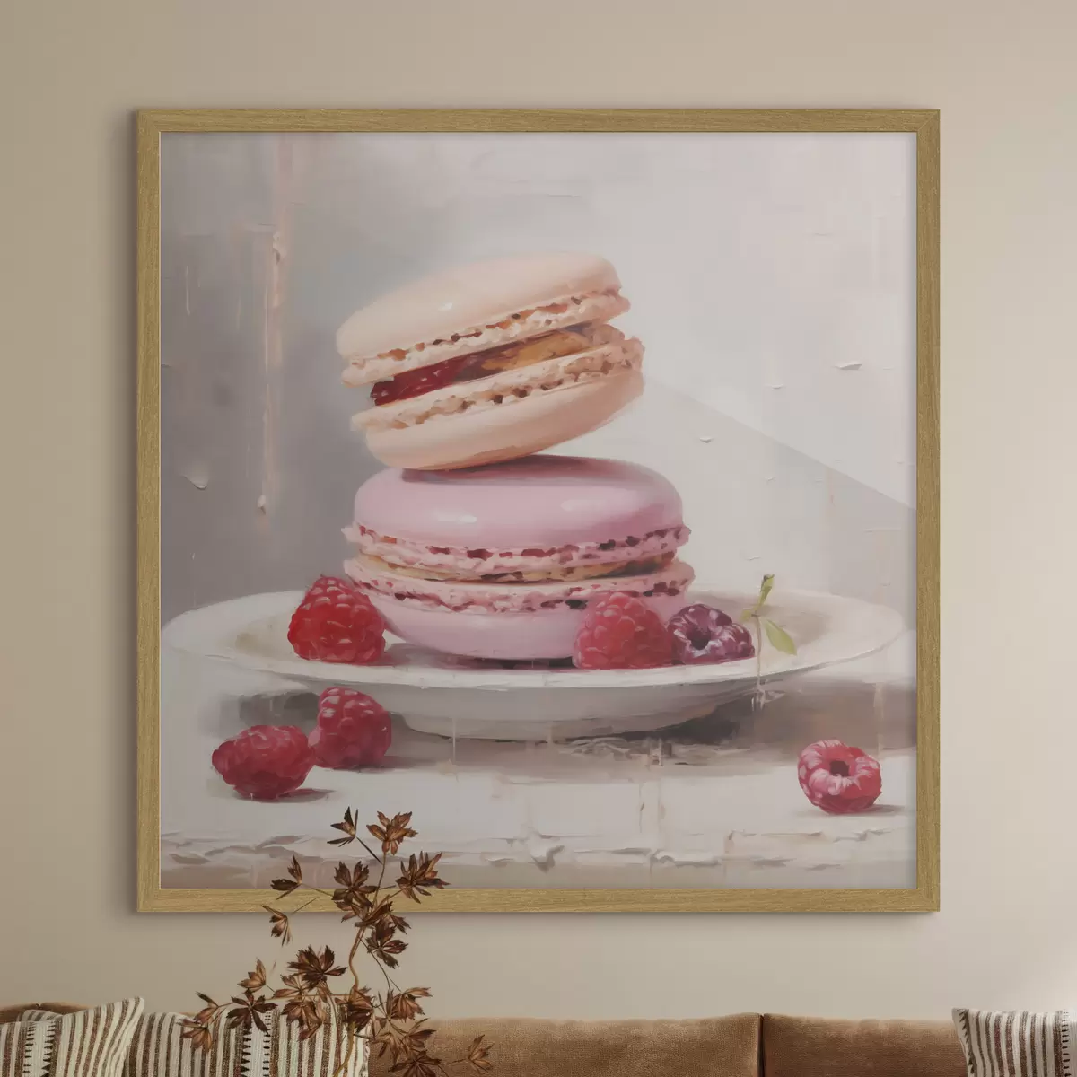 Poster Macarrones en un plato, al estilo de un cuadro f51143