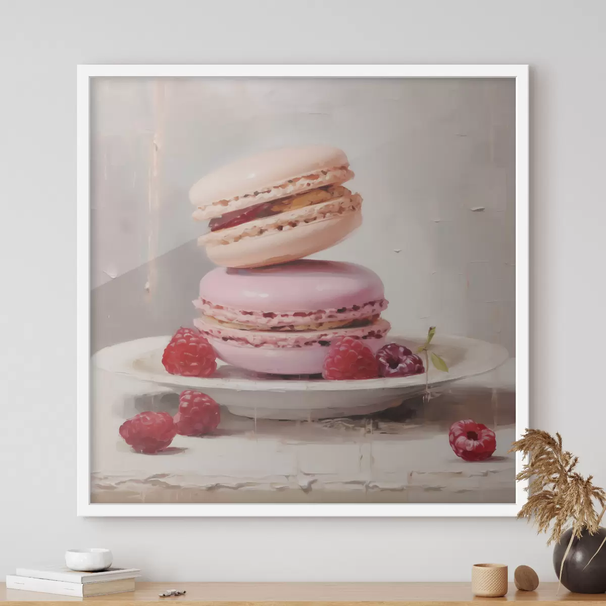 Poster Macarrones en un plato, al estilo de un cuadro f51143