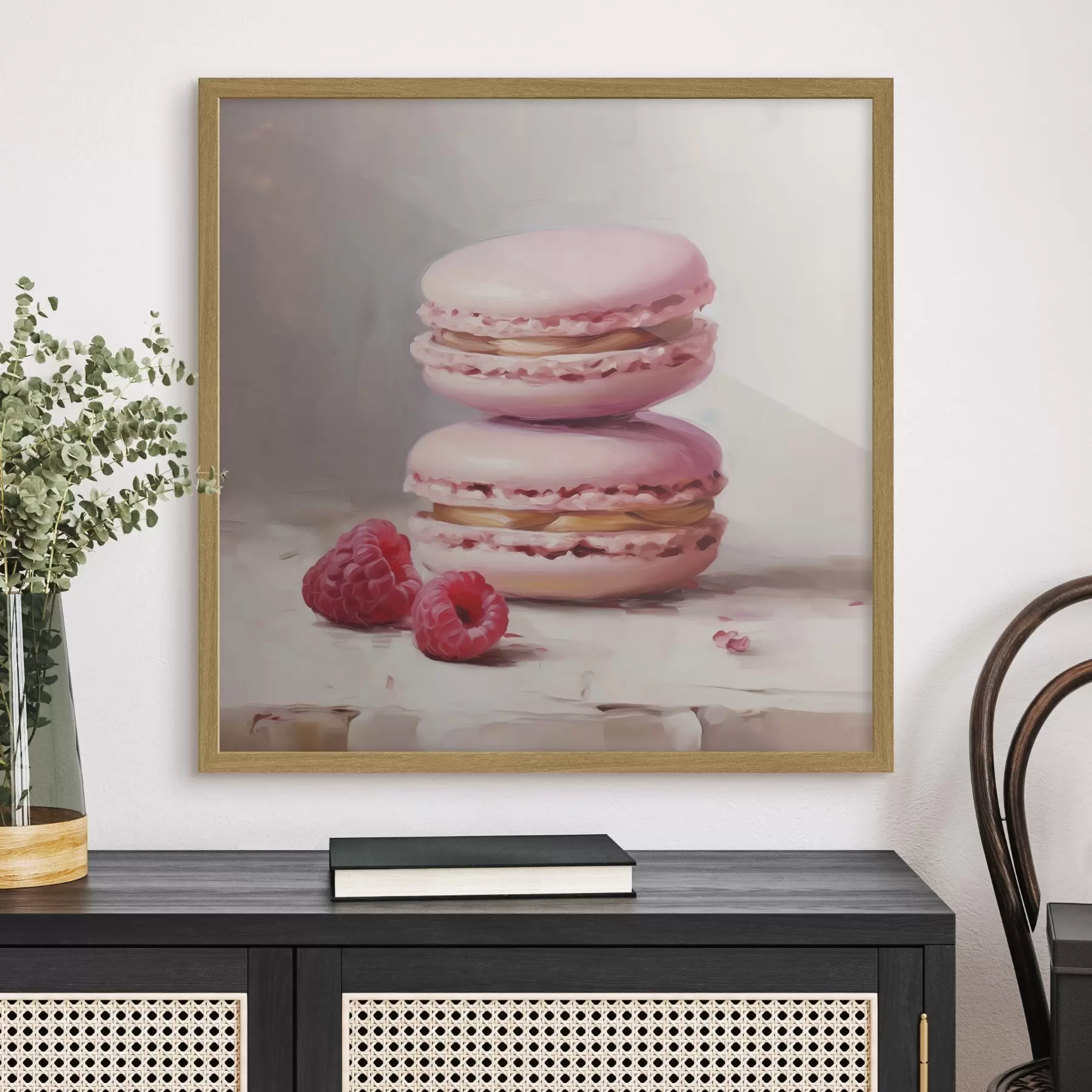 murales de pared Macarrones y frambuesas, imitación de un cuadro f51144