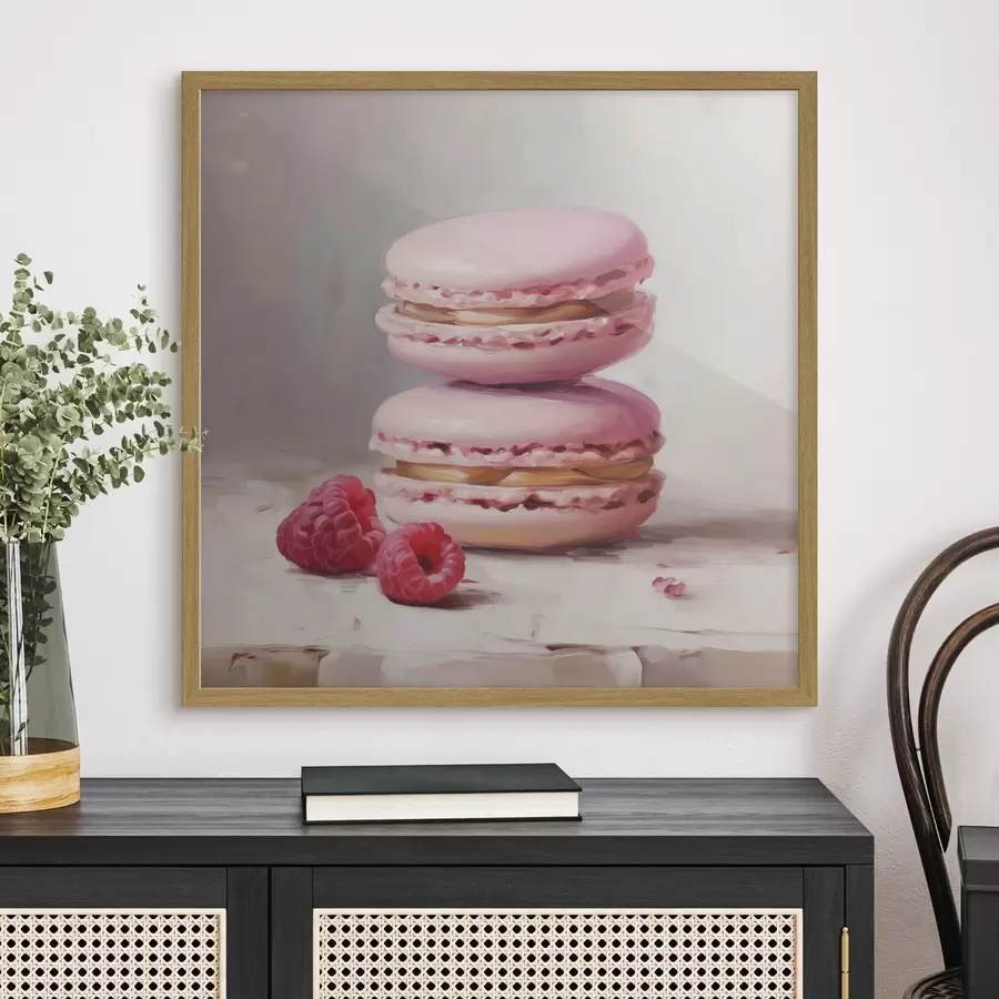 murales de pared Macarrones y frambuesas, imitación de un cuadro f51144