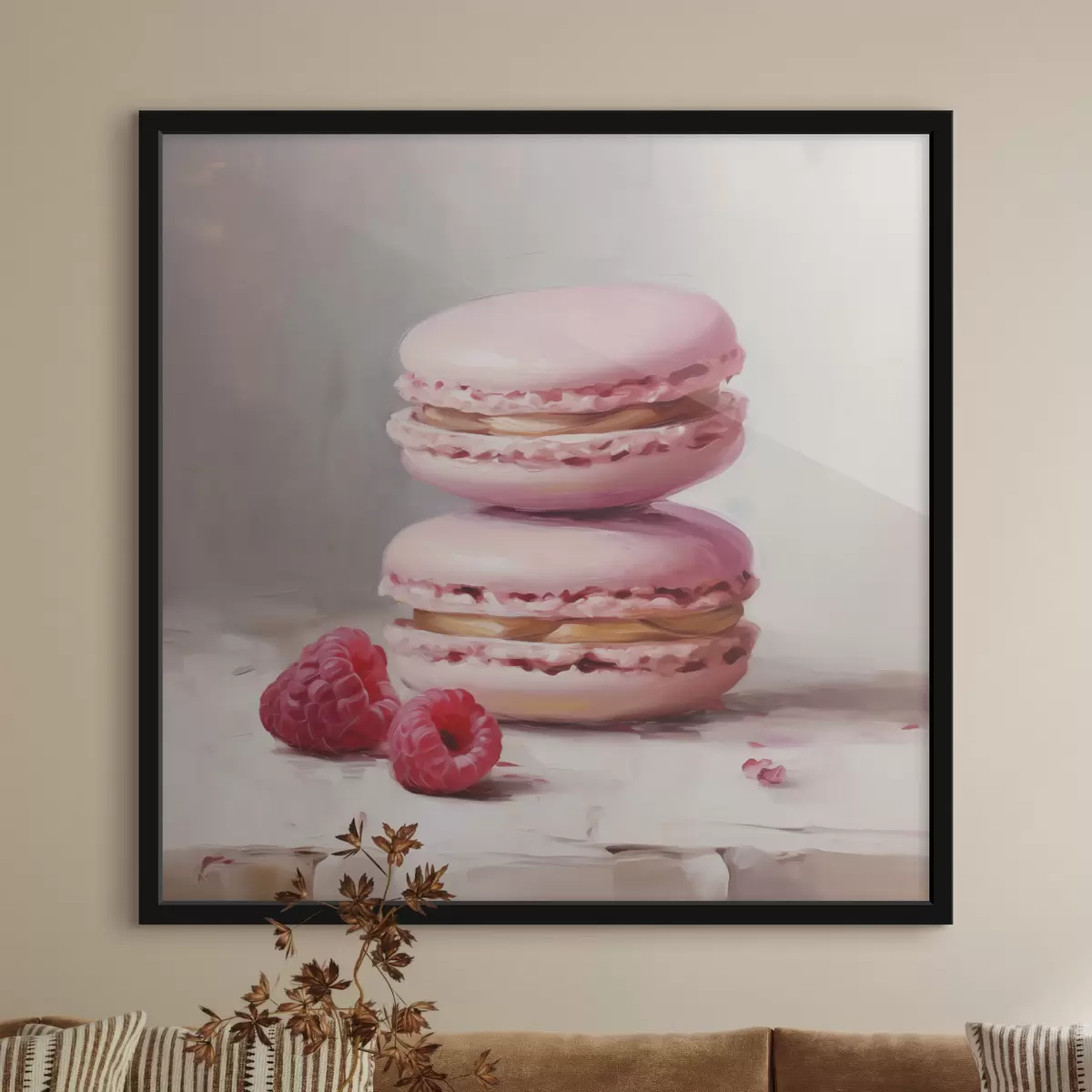 Poster Macarrones y frambuesas, imitación de un cuadro f51144