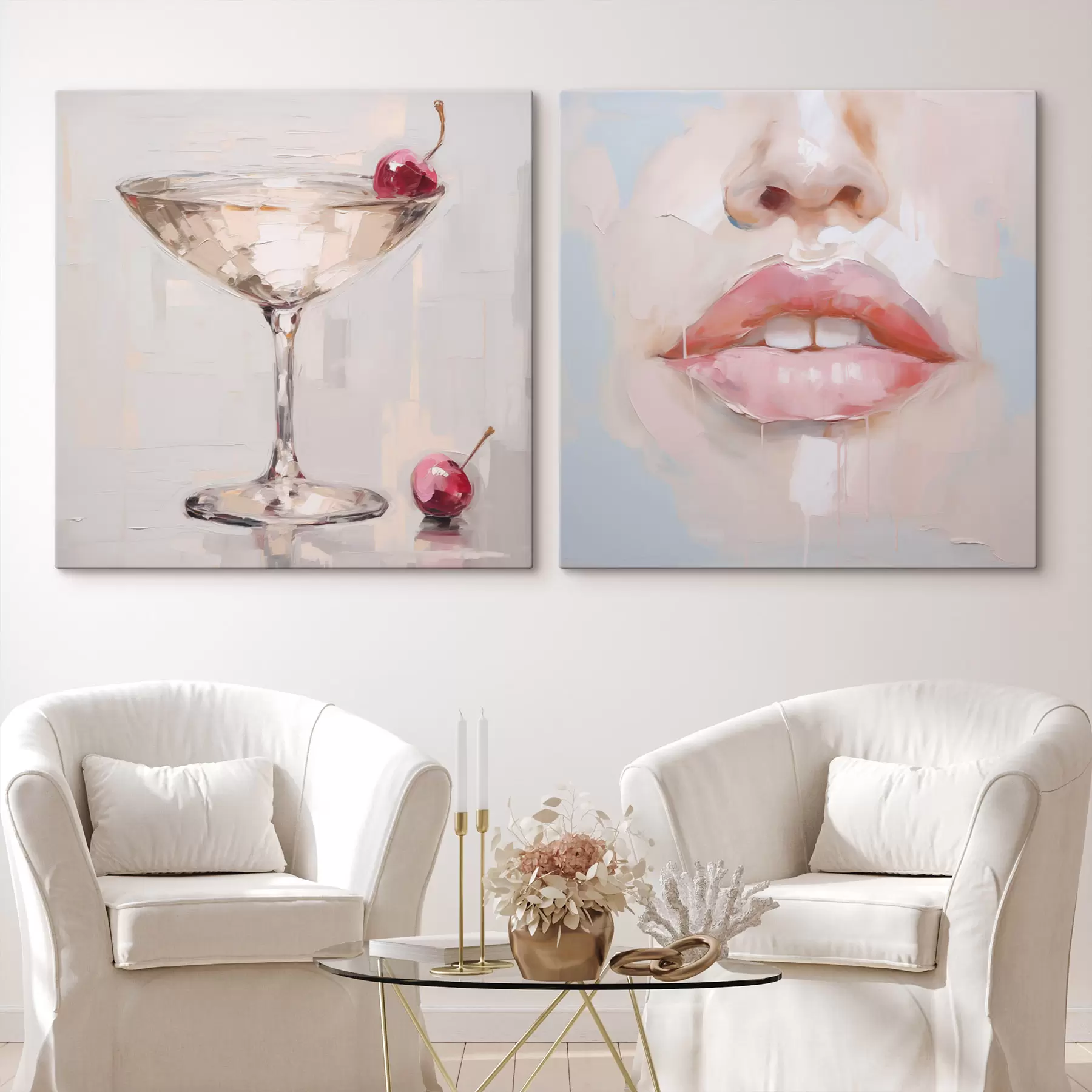 murales de pared Labios y un cóctel, una imitación de un cuadro m31100