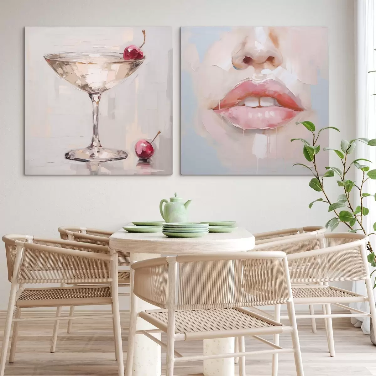 murales de pared Labios y un cóctel, una imitación de un cuadro m31100
