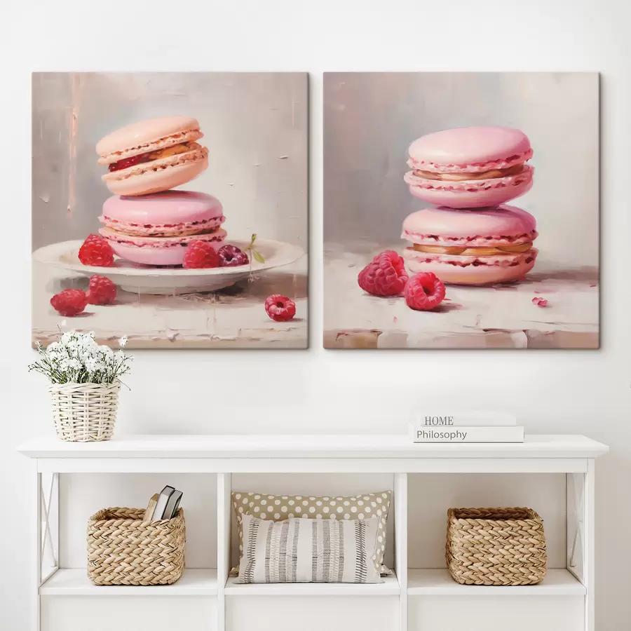 murales de pared Macarrones y frambuesas, imitación de un cuadro m31103