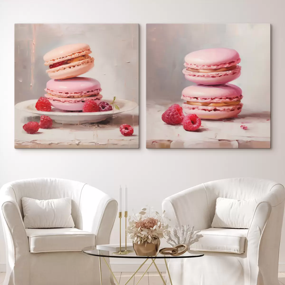 murales de pared Macarrones y frambuesas, imitación de un cuadro m31103