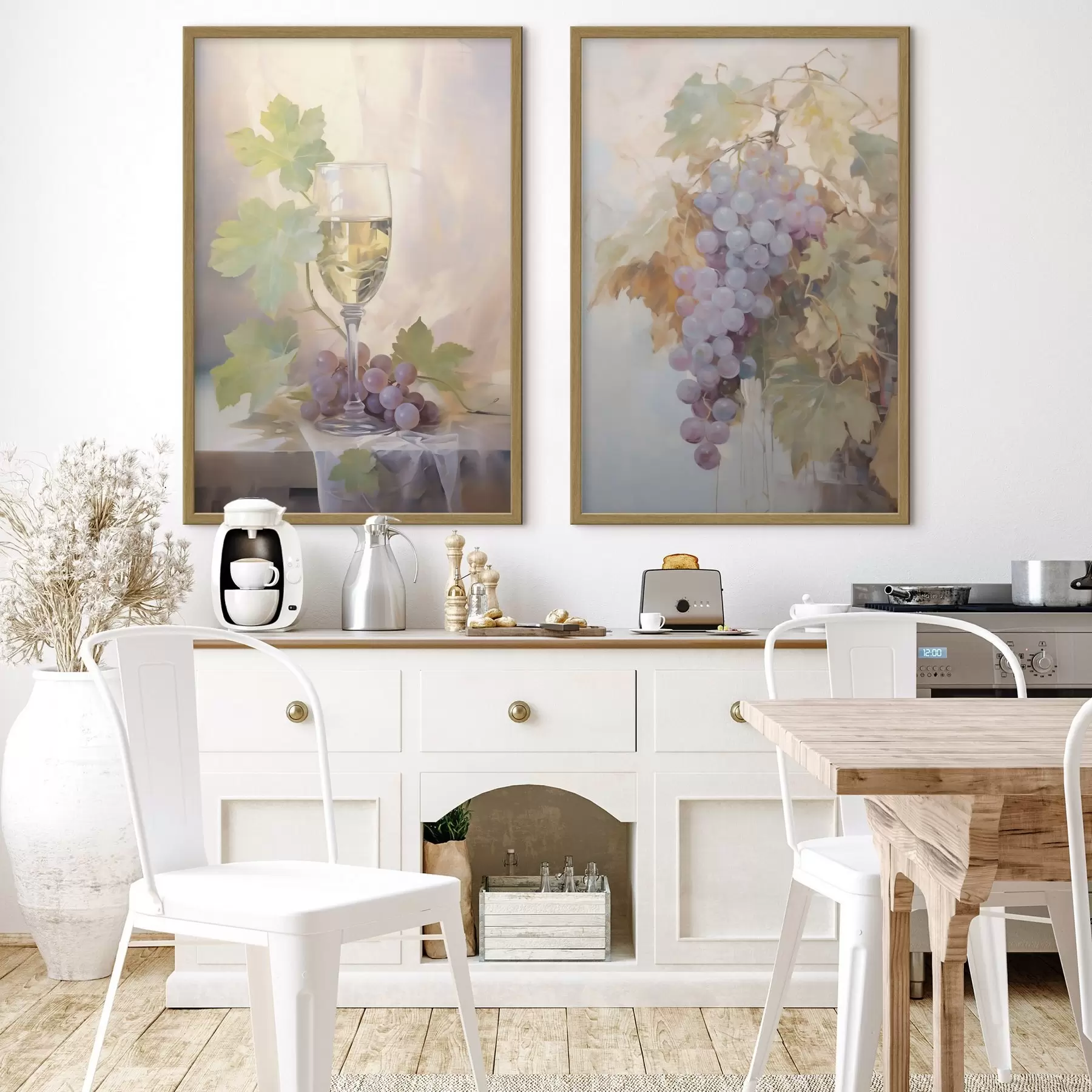 murales de pared Una copa de vino y uvas, pintura de imitación d31093