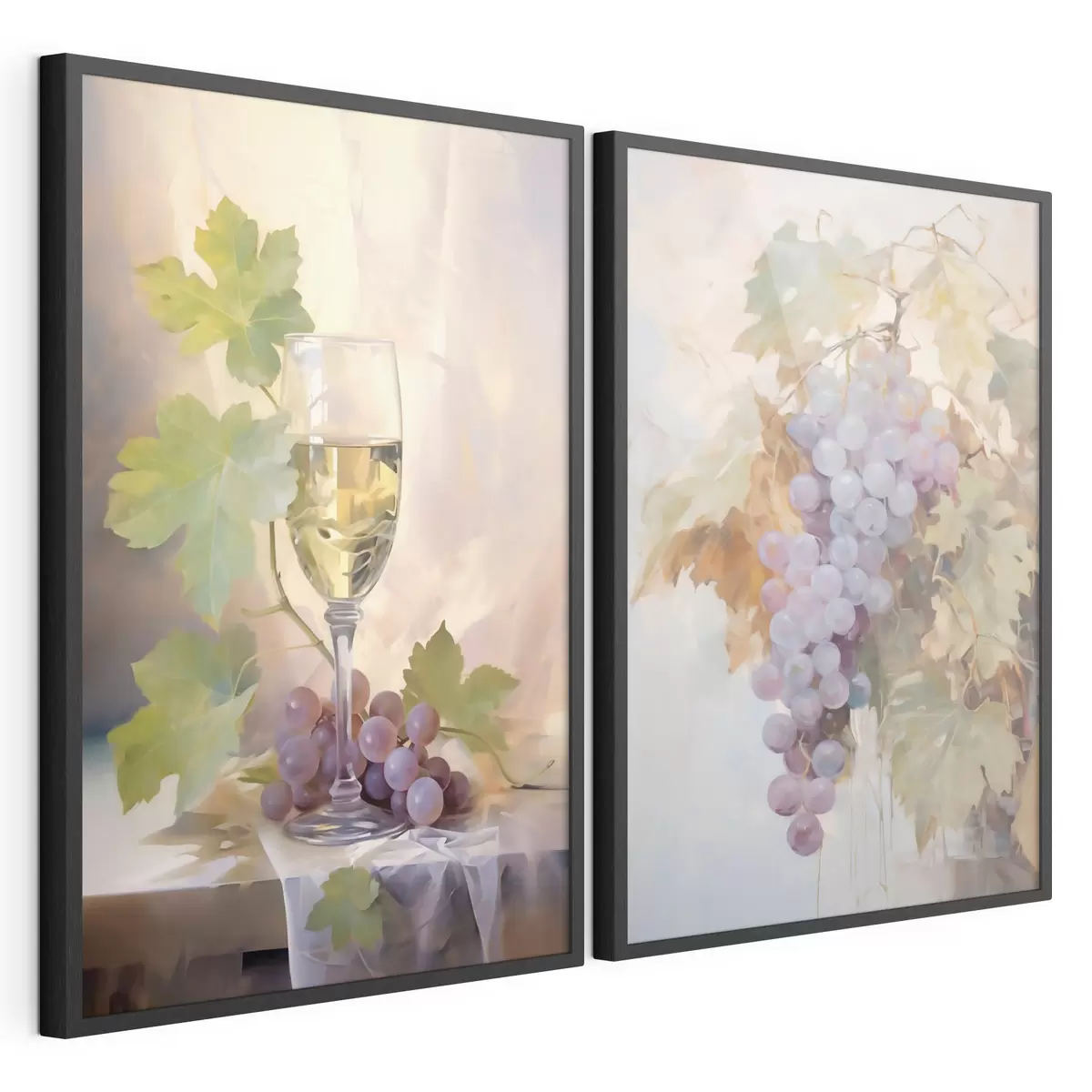 Poster Una copa de vino y uvas, pintura de imitación d31093