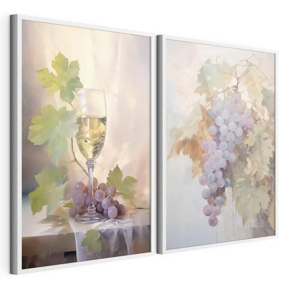 Poster Una copa de vino y uvas, pintura de imitación d31093