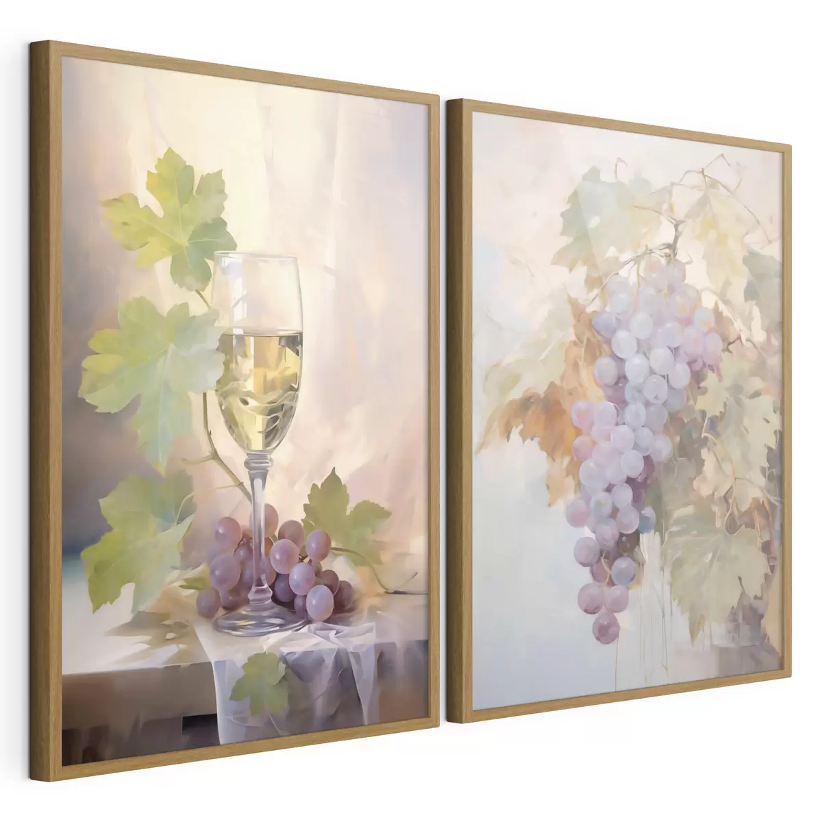 Poster Una copa de vino y uvas, pintura de imitación d31093