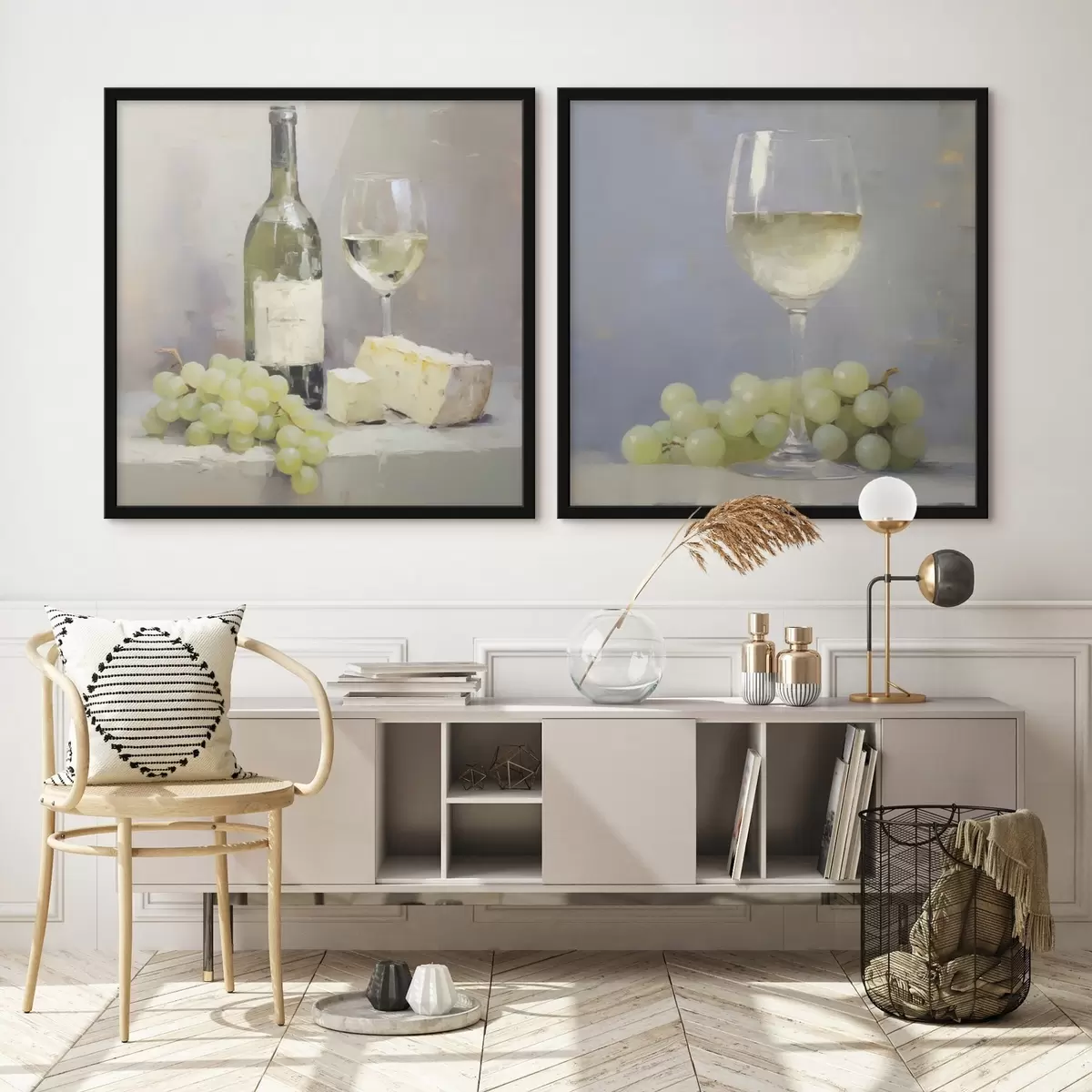 Poster Vino y uvas, una imitación de un cuadro d31099