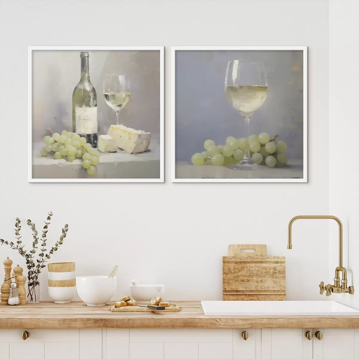 Poster Vino y uvas, una imitación de un cuadro d31099
